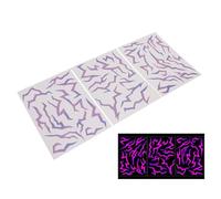 Annadue 3Pcs Temporary Tattoos, Art Fake Tattoo Temporary Body Stickers for Party Makeup Dance Music Festivals, Fluorescent Gradient Purple