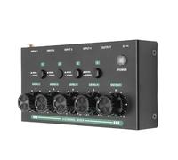 Annadue 4 Channel Mixer, Stereo Sound Mixer with Low Noise, Effortless Multi Channel Mixing, Compact Metal Design, Versatile USB Power Supply, Plug and Play for Live Events