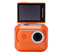 Annadue 4K Action Camera, 48MP 2.0 Lnch Flip Touch Screen Dual Power System Magnetic Sports Camera Supported 200fps Slow Motion Time Lapse for Vlog Running Cycling (Orange)