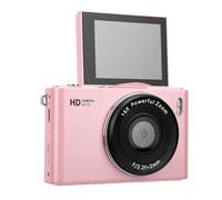 Annadue 4K Digital Camera, Entry Camera with 2.4 Inch Flip Up Screen, 64 Megapixel Sensor, 16x Digital Zoom, Autofocus, Built in LED Flash，perfect for Photography (Pink)