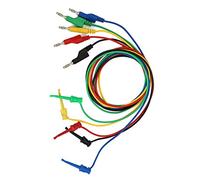 Annadue 5Pcs 4mm 1m Stackable Banana Plug to Test Clip Multimeter Test Lead Cable Wire Accessory, Lead Kit for Multimeter Electrician Electronic Measurement
