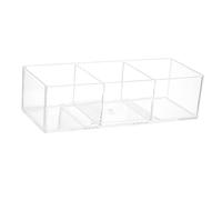 Annadue Acrylic Storage Box, 3 Compartments Clear Makeup Organizer, Multipurpose Cosmetic Holder with Cotton Pads Tray, Transparent Desk Organizer for Home Bathroom