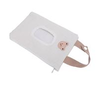 Annadue Baby Wipes Case with Zipper, Embroidered Portable Loop Refillable Wipe Dispenser Bag, Travel Baby Wipes Holder, Wet Dispenser for Diaper Bag (White Bear)