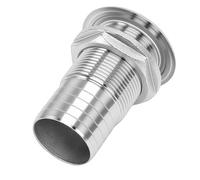 Annadue Barbed Marine Stainless Steel Straight Thru Hull Fitting Dual Function Water Drain Outlet, Durable Boat Fitting, 316 Stainless Steel (1/4in Semi Thread Outlet No Gasket 34.6mm ID)