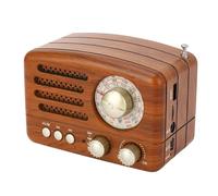 Annadue Bluetooth Radio Speaker, Retro Wooden Portable Speaker with AM FM Tuning, USB SD Playback, Telescopic Antenna, for Bedroom Office Home