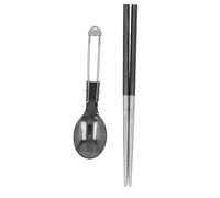 Annadue Camping Spoon and Chopstick Set, 304 Stainless Steel Detachable Chopsticks, Portable Folding Spoon and Chopsticks, Travel Utensils with Storage Case, Lightweight Mess Kit for