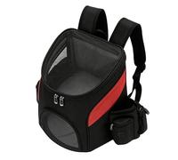 Annadue Cat Backpack Carrier, Foldable Breathable Mesh Portable Pet Carrier Bag, Soft Sided Cat Backpack for Outdoor Travel, Small with Window for Hiking Walking (Black and Red)