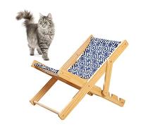 Annadue Cat Hammock Bed, 4 Gears Adjustable Breathable Wooden Raised Pet Bed for Indoor Kitten, Elevated Cat for Sleeping, Floor Standing Perch (Canvas Style)