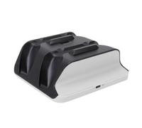 Annadue Charging Station for PS 5 Slim, Dual Game Console Charging Dock Station for PS 5 Edge Controller, Storage Stand with LED Light, USB Cable, Multiple Guards (White Black)
