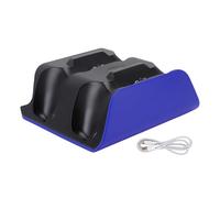 Annadue Charging Station for PS 5 Slim, Dual Game Console Charging Dock Station for PS 5 Edge Controller, Storage Stand with LED Light, USB Cable, Multiple Guards (Blue Black)