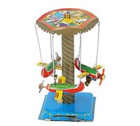 Annadue Collectible Tin Toy Carousel, Retro Clockwork Spring Airplane Rotating Figurine, Nostalgic Aircraft Model for Kids Gift Decoration