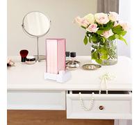 Annadue Cotton Pad Dispenser, Automatic Makeup Cotton Holder, Press Out Cosmetic Organizer with Lid for Bathroom Counter Skincare (pink)