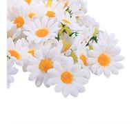 Annadue Daisy Artificial Sun Flower Heads, Bulk for Wedding Party Decor, 100PCS Gerbera Flower Heads, Simulated Faux Flowers for DIY Crafts Home (White)