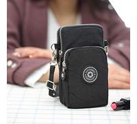 Annadue Fashion Cross Body Mobile Phone Shoulder Bag for Women Girls Zipper Closed Wrist Pouch Bag Coin Wallet Purses for Large Screen Phone Hundred Dollar Bills Keys Cosmetics Polyester, Black,