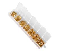 Annadue Flower Shaped Spacer Bead Caps, 300pcs 7 Size Jewelry Making Findings Metal Accessories with Silver Finish for DIY Necklace Bracelet Earring Crafts (Gold)