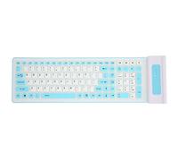 Annadue Foldable Silicone Keyboard for Tablet, 107 Keys Waterproof Roll Up Keyboard, 2.4G Wireless Silicone Keyboard, USB Soft Touch Keyboard, Mute Keyboard for PC Notebook Laptop (Blue)