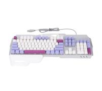 Annadue Gaming Keyboard, USB Wired Computer Keyboard with 104 Keys Colorful Light Up, Wrist Rest Spill Resist Triple Color for Computer (Purple)