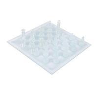 Annadue Glass Chess Set, 25x25cm Dull Polish Crystal Checkerboard with 32 Chessman, International Chess for Home Office Décor