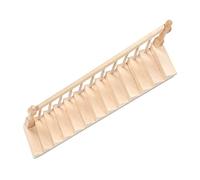 Annadue Glossy Rounded Corners 1/12 Scale Doll House Stairs Birch Material Miniature Staircase DIY Vivid Cute for Furniture Crafts, Unpainted Mini Wooden Stairs Decor for Room (left armrest)