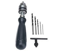 Annadue Hand Drill, Manual Crank Drill Carbon Steel Mini Hand with 5pcs Bit & Chuck Key for Plastic Wood Jewelry Resin