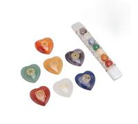Annadue Heart Shaped Chakra Stone, 7 Pcs Reiki Healing Stones (Heart
