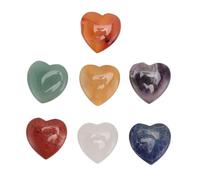 Annadue Heart Shaped Chakra Stone, 7 Pcs Reiki Healing Stones (Heart