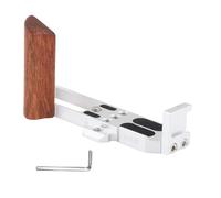 Annadue L Shape Wooden Camera Hand Grip with Arrow Storage Case Baseplate, Camera Wooden Handle Grip for G7X II G7X III, Ergonomic L Bracket with Tool Free Battery Access (Silver)
