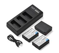 Annadue LP E10 Battery Charger, 3 Slot with 3 Batteries, Dual USB C Micro | Replacement Batteries, Dual Port Charging, LED Status Indicators, 2300mAh Capacity, For DSLR Cameras