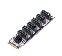 Annadue M.2 to SATA3.0 Adapter Card, M.2 PCIE3.0 to SATA Expansion Card, RTL9100 Chip 6Gbps 6 Port Expansion, Support 6 SATA Devices