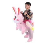 Annadue M Size Inflatable Bunny Costume for 120 150cm | Full Body Air Powered Suit, Quick Inflation Fan, Colorful Patchwork Design, Party Carnival Outfit, Universal Fit