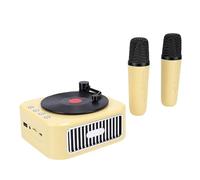 Annadue Mini Karaoke Machine Set, Retro Portable Bluetooth Karaoke Speaker with 2 Wireless Microphones and 4 Sound Effects for 4 5 6 7 8 9 10 12 Years Old (Yellow)