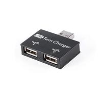 Annadue Mini USB Hub Small 2 Port USB Charger Adapter for PC Flash Drives, Sturdy and Durable Black White Splitter for U Disk, Mouse, Camera (Black)