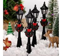 Annadue Miniature Street Light, 4 Pcs Dollhouse Streetlight, Miniature Village Pathway Lantern Post for Fairy Garden Fairy Garden Accessories DIY Micro Landscape