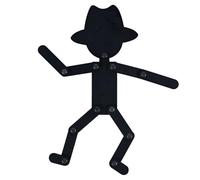 Annadue Movable Wooden Stickman Toy Interactive Wooden Stick Man Puzzle Toy for Child Teaching Aid Wood (Stickman with Hat)