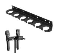 Annadue Multi Microphone Holder, 6 Microphones Can Be Placed Securely, Easy Access Organizer with Anti Slip Rings, for Studio Recording, Podcasting, Live S