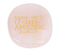 Annadue Pocket Crystal Thumb Stone with Inspirational Engraving, Gemstone Meditation Stone for Parent Family Friends Meditation Yoga, Pink Engraved for Mindfulness Relaxation