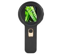 Annadue Portable Digital Magnifying Glass Handheld Digital Microscope with 200X Zoom 2 Inch Screen 16 LED Lights for Jewelry Appraisal Nature Observation (Black)