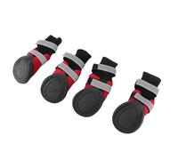 Annadue Rainproof Pet Dog Shoes 4pcs, Anti Slip Protective Boots for Large Dogs, Outdoor Dog Boots with Reflective Strips, Red L (L)