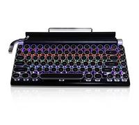 Annadue Retro Typewriter Keyboard, 83 Keys Punk Round Keys Gaming Keyboard, Bluetooth Wireless Mechanical Keyboard, Compact Keyboard for iOS Windows LINUX