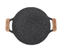 Annadue Round BBQ Grill Pan, Nonstick Barbecue Plate, Multifunctional Circular Frying Pan for Outdoor Camping, Heat Resistant Metal Grill, Portable Camping Cookware (M)
