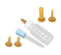 Annadue Small Pet Nurser Bottle, Nipple Type Portable Nursing Feeding Bottle for Puppy Squirrel Kittens, Baby Animal Feeder with Syringe (Brown nipple + blue)