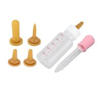 Annadue Small Pet Nurser Bottle, Nipple Type Portable Nursing Feeding Bottle for Puppy Squirrel Kittens, Baby Animal Feeder with Syringe (Brown nipple + pink)