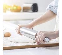 Annadue Smooth Stainless Steel Rolling Pin, 33cm - Ideal for Flakier Dough, Dumplings, and Bread Making in The Kitchen (Sliver)