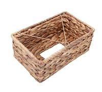 Annadue Square Water Hyacinth Wicker Napkin Holder Basket for Table | Hand Woven Texture, Rustic Serviette Caddy, Breathable Storage, Lightweight Daily Use, Odor Free Material