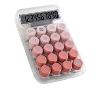 Annadue Transparent Desktop Calculator Mechanical Keys Clear Digital Display Cute 10 Digit Large Key Basic Desk Calculator for Students Office Home (Pink)