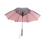Annadue Umbrella with Built In Fan and Mist Spray 190T Fiberglass 8 Ribs Rechargeable Long Handle Sun Umbrella for Summer Cooling Beach Sports (Outer Black Inner Pink)