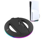 Annadue Vertical Stand for PS 5 Pro/Slim, Gaming Consoles Cooling Station Vertical Holder RGB Base Accessory with Screws, Compatible with PS 5 Pro/Slim Disc/Digital Edition