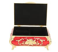 Annadue Vintage Jewelry Box, Metal Jewelry Storage Box with Rose Relief Design, Rust Resistant Organizer for Home Decor (Gold Red)
