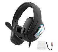Annadue Wired Gaming Headset with Noise Canceling Mic (Black) | Over Ear Gaming Headphones, 40mm Driver, RGB Illumination, 3.5mm Plug and Play, Soft Protein Earcups