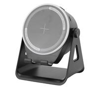 Annadue Wireless Induction Speaker, Multifunctional Phone Stand with Bluetooth 5.3, LED Ambient Light, 360 Adjustable, Dual Connection, for Desktop Entertainment Home (Black)